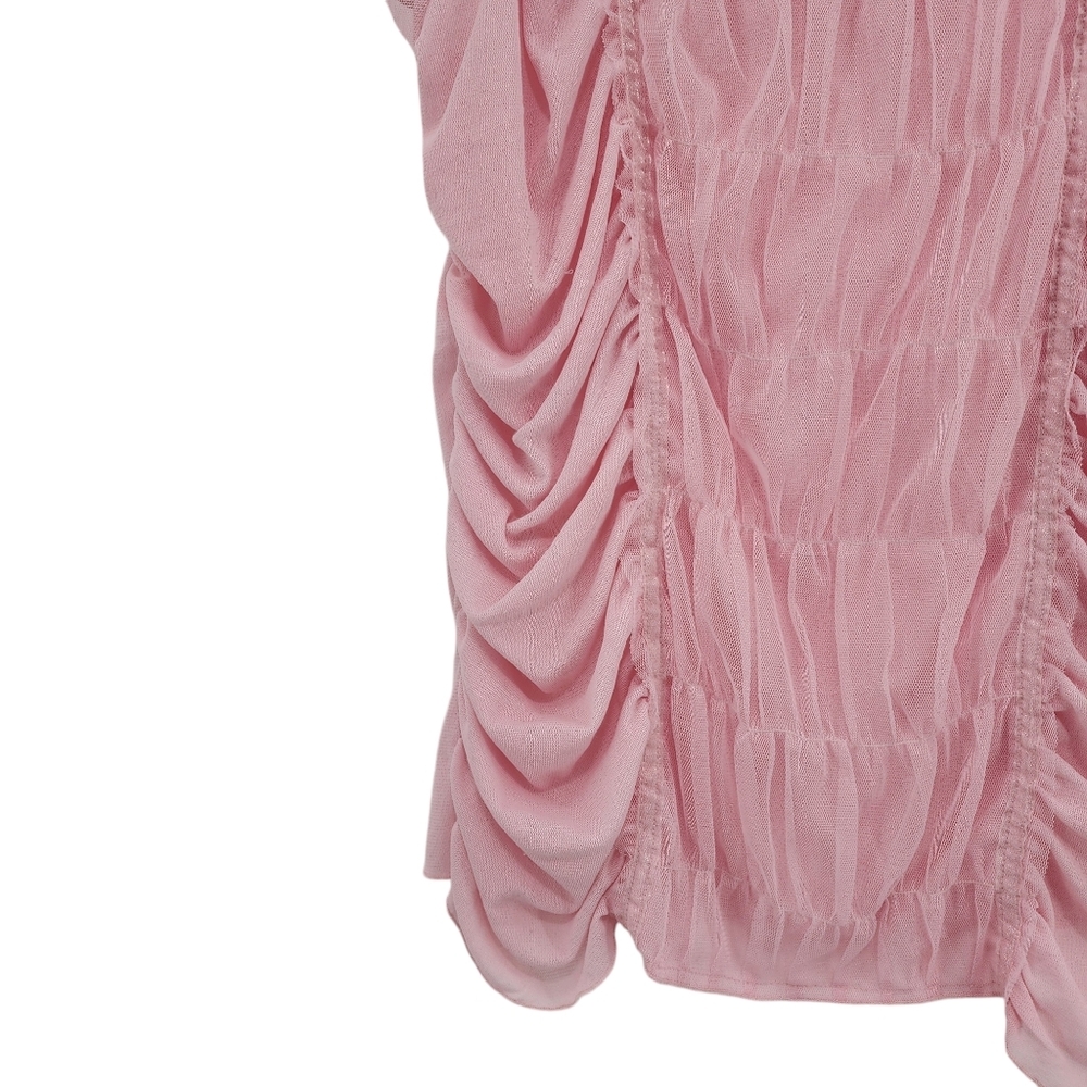 Moda International Pink Ruffled Short Sleeve Blouse - Picture 4 of 6